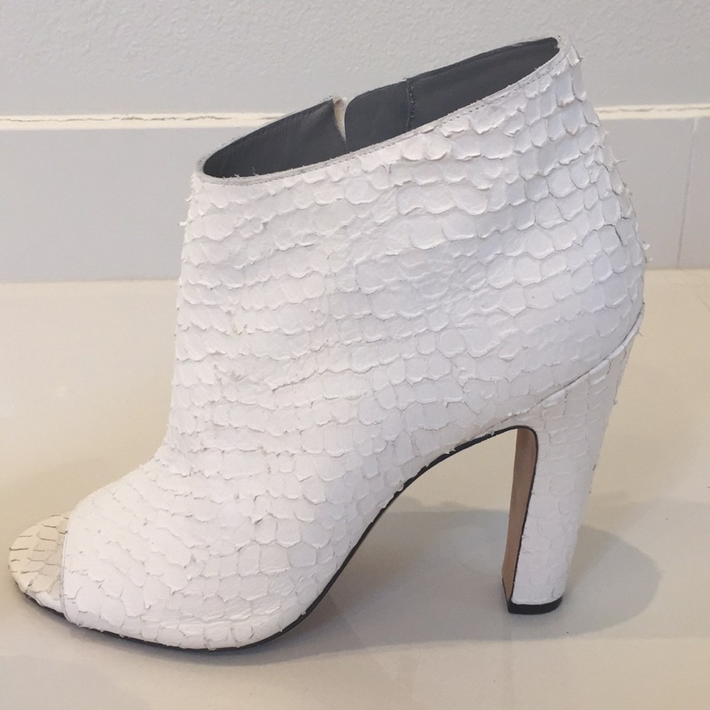 Casual or party white snakeskin heels